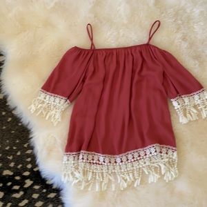 Off the shoulder boho bluetique shirt